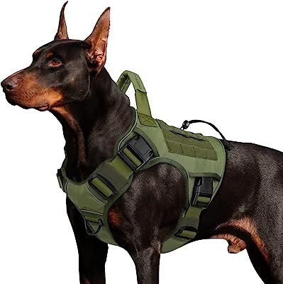 WINGOIN Green Harness with Handle Tactical Dog Harness Vest for Large Medium Dogs No Pull Adjustable Reflective K9 Military Dog Vest Harnesses for Walking, Hiking, Training(M) Tactical Harness, Large Dog Harness, Tactical Dog Harness, Walking Harness, Military Dog, German Dogs, Military Dogs, Dog Vest Harness, Labrador Retrievers