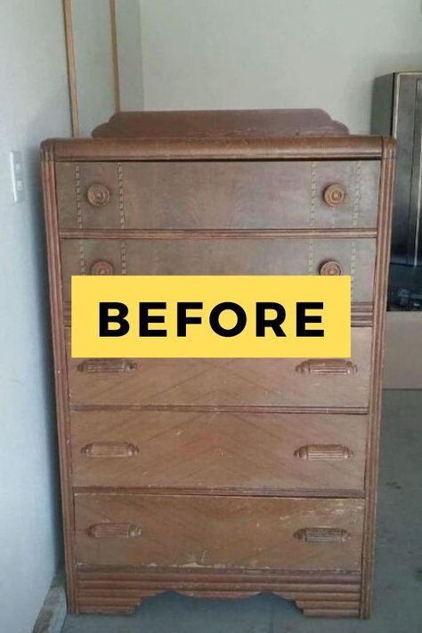 Check out this repurposing idea for converting a tall dresser into a rustic farmhouse cabinet. The before and after will show ou the step by step instructions you need to create this diy project yourself. #diy #dresser #farmhouse Re Purpose Dresser Drawers, Repurposed Tall Dresser Ideas, Diy Tall Dresser Makeover Ideas, Repurposed Tall Dresser, Dresser To Armoire Diy, Farm House Dresser, Convert Dresser To Shelves, Tall Dresser Diy, Furniture Makeover Diy Before And After