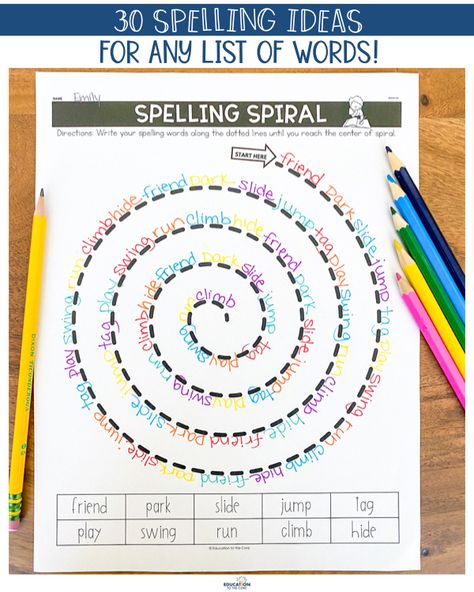 Spiral Template, Spelling Practice Activities, Spelling Word Games, Spelling Word Activities, Spelling Word Practice, 2nd Grade Spelling, Teaching Spelling, Spelling Games, Spelling Practice