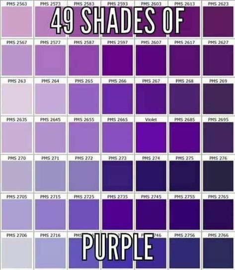 49 Shades of Purple Purple Color Chart, Pantone Violet, Different Shades Of Purple, Pantone Matching System, Pantone Color Chart, Hiasan Bilik Tidur, Purple Color Palettes, Purple Rooms, Hiasan Bilik