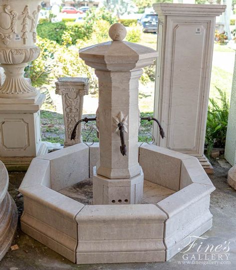 Marble | Marble Fountains | Oldworld Fountains | Fine's Gallery, LLC. Italian Fountain, French Fountains, Marble Fountain, Patio Remodel, Travertine Pool, Friar Tuck, French Limestone, Courtyard Gardens Design, Earth Tone Color