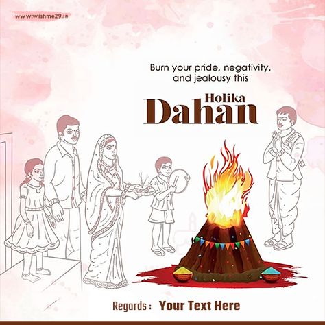 Holika Dahan WhatsApp Message Images With Name And Pics Holi Dahan Poster, Holika Dahan Creative Ads, Holi Ka Dahan, Holi Creatives, Holi Creative, Name Profile Picture, Name Profile, Happy Holi Quotes, Republic Day Photos