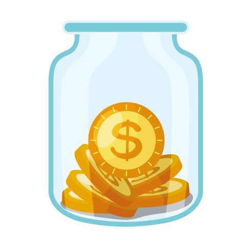 Coin Jar Aesthetic, Money Jar Illustration, Saving Money Illustration Art, Coins In A Jar, Money Laundering Illustration, Coin Jar, Savings Jar, Tip Jars, Accounting And Finance