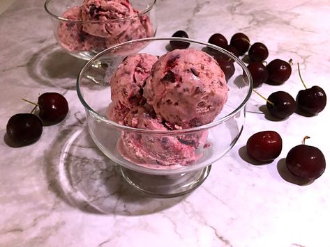 Black Cherry Ice Cream Recipe - AllSpice Blog Black Cherry Ice Cream Recipe, Black Cherry Ice Cream, Raspberry Ice Cream Recipe, Cherry Ice Cream Recipe, Black Raspberry Ice Cream, Cherry Clafoutis, Cherry Ice Cream, Raspberry Ice Cream, Cold Treats