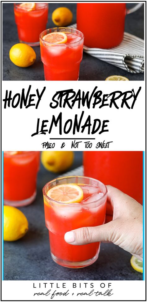 Honey And Strawberries, Lemonade With Honey, Paleo Beverages, Df Meals, Aip Drinks, Honey Strawberry, Instant Loss, Honey Lemonade, Strawberry Lemonade Recipe