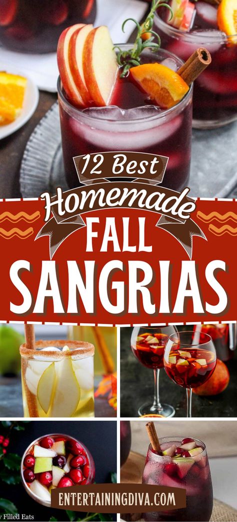 12 Best Homemade Fall Sangrias | Drinks Fall Sangria Recipes For A Crowd, Sangria Recipes For A Crowd, Fall Sangria Recipes Easy, Fall Red Sangria, Fall Sangria Recipes Red, Wine Themed Party, Fall Themed Party, Sangria Party, Fall Cocktail Party