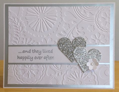 Wedding Card by jenn47 - Cards and Paper Crafts at Splitcoaststampers Homemade Wedding Cards, Wedding Card Craft, Wedding Shower Cards, Anniversary Cards Handmade, Wedding Day Cards, Wedding Cards Handmade, Embossed Cards, Wedding Anniversary Cards, Engagement Cards