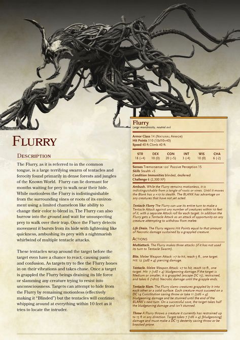 Flurry Dnd Mutated Monsters, Homebrew Dnd Monsters 5e, Dnd Shadowfell Monsters, Dnd Creatures Art, Dnd Enemies Art, Dnd 5e Monster Stats, Dnd Dungeon Monsters, D&d Eldritch Knight, Abberations 5e