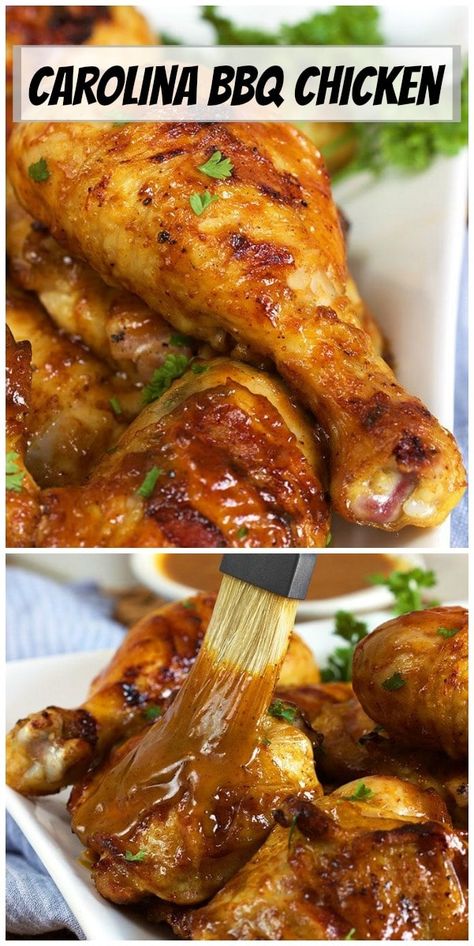 Bbq Chicken Meals, Carolina Bbq Chicken, North Carolina Bbq Sauce, Picnic Meals, Oven Dinners, Bird Recipes, Best Bbq Chicken, Carolina Bbq, Bbq Chicken Recipe