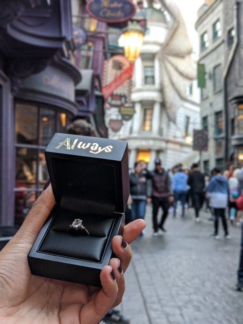 Anisha's Proposal in Wizarding World of Harry Potter - Hogsmeade Harry Potter Engagement Ring, Harry Potter Engagement, Ring Box Proposal, Proposal Ring Box, Engagement Ring Box, Proposal Ring, One Ring, Ring Box, Marry Me