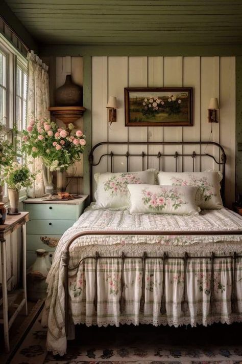 Cottage Core Bedroom Ideas, Cottagecore Bedrooms, Cottagecore Bedroom Ideas, Cottage Core Bedroom, Flowers Bedroom, Hygge Bedroom, Cottagecore Life, Cottagecore Bedroom, Ranch Decor