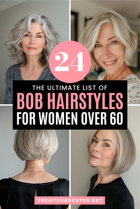 Bob Hairstyles for Women Over 60 Tall 6 Short Bobs, Older Women Bob Hairstyles, Bob Cuts For Women, Grey Bob Hairstyles, Bob Hairstyle Ideas, Grey Bob, Medium Length Bobs, Short Wavy Bob, Over 60 Hairstyles