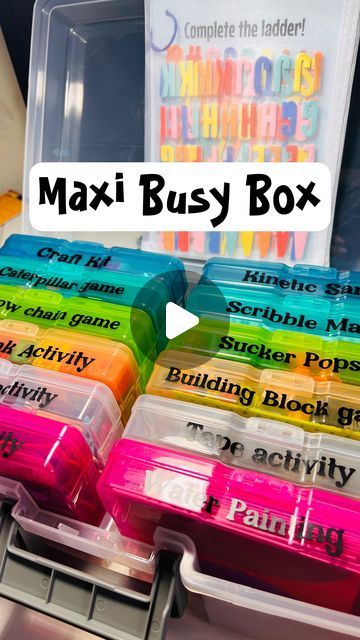 @creativemindz_australia on Instagram: "So many questions about the maxi busy box ☺️  Everything you need to keep kids busy for hours! Going away, on holidays, feeding the baby, have a coffee (or something stronger? 🤪) shower, make dinner whatever you need a few minutes for, this box is your way to get there ☺️  Here is some more footage on the other activities in the box, any questions comment below or PM!   They are available on creativemindzaustralia.com  #busybox#maxibusybox#busytoddler#busyactivities#busytoddler#preschool#smallbusiness#smallbusinessowner #supportsmallbusiness #supportlocal#educational#educationalactivities #educationalgames #outandaboutwithkids #cartravel#caractivities#travel#travelwithkids#travelwithkidstips" Busy Box Activities, Busy Boxes For Preschoolers, Toddler Busy Boxes, Sensory Bags For Toddlers, Busy Bags For Preschoolers, Busy Bags For Toddlers, Busy Bag Ideas, Sensory Activities For Preschoolers, Toddler Busy Bags