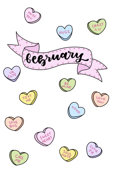 Bullet Journal Month Cover February, January Doodles, February Mood Board, February Themes, Calendar Doodles, Calendar Themes, Bullet Journal Month, Welcome To School, Bullet Journal Ideas Templates