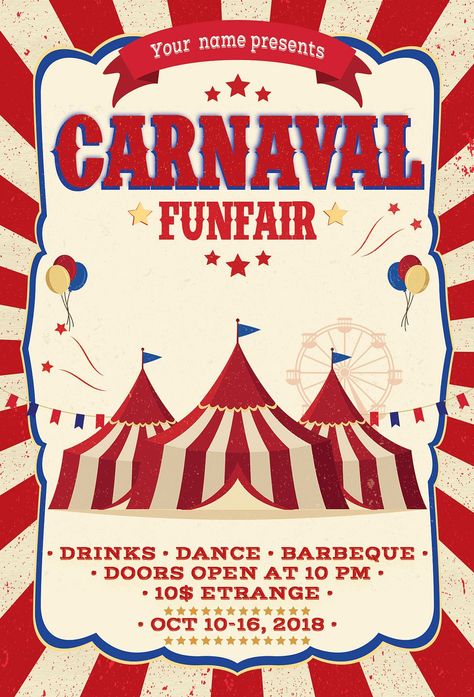 Carnival Graphic Design, Carnival Advertisement, Fair Poster Design, Carnival Font, Dp Frame, Carnival Poster, Fair Theme, Carnival Food, Carnival Posters