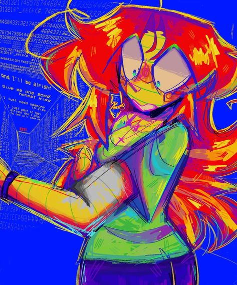 Some eyestrain pieces :) Eye Strain Art Color Palette, Eye Colors Drawing, Eyestrain Pfp, 2020 Art Style, Funky Art Inspiration, Eye Strain Art, Art Canvas Ideas, School Chromebook, Scenecore Art