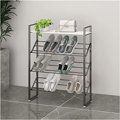 Metal Shoe Rack Ideas Modern, Metal Shoe Rack Design, Metal Shoes Stand, Rak Sepatu Besi Hollow, Metal Shoe Rack Ideas, Metallic Shoe Rack, Rak Sepatu Diy, Entryway Closets, Shoe Rack Metal