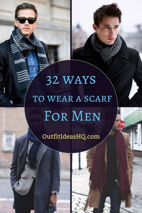 You’re certainly going to wear a lot of scarves for fall and winter together with awesome fall outfit ideas as well as experimenting on layers. Scarf Outfit Men, Mens Scarf Fashion, Crochet Scarf For Beginners, Ways To Tie Scarves, Burgundy Scarf, Wear A Scarf, Scarf For Men, Modern Mens Fashion, Scarf Knots