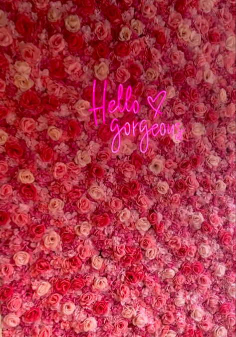 Pink roses, red roses, flower wall, rose wall, aesthetic, decoration, wall decoration, LED light, pink LED light, room inspo, flower decoration, floral wall Pink Led Light, Led Light Room, Pink Flower Wall, Pink Led Lights, Bday Dinner, Aesthetic Decoration, Flower Walls, Wall Aesthetic, Light Room