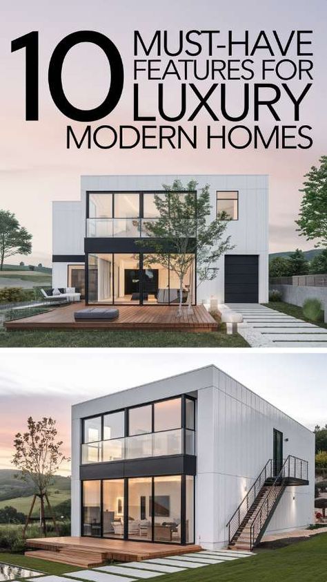 10 Must-Have Features for Luxury Modern Homes Modern Custom Homes, Modern Luxury Home Interior Design, Ultramodern House, Dream Home Makeover, Spa Inspired Bathrooms, Modern House Ideas, Architecture House Design, Trendy Interiors, Modern Contemporary Homes