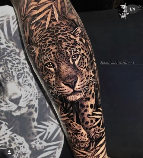 Leopard Leg Tattoo, Back Of Ankle Tattoo, Calf Tattoo Ideas, Leopard Print Tattoos, Cheetah Tattoo, Jungle Tattoo, Cute Tattoo Ideas, 30 Tattoo, Big Cat Tattoo