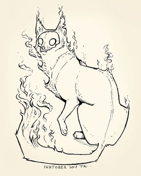 Cat Creepy, Demon Drawing, Cat Ghost, Creepy Drawings, Best Drawing, Drawing Cat, Creature Drawings, Arte Sketchbook, Mythical Creatures Art