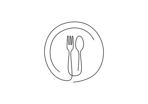 Minimalist Food Drawing, Food Line Art Illustration, Minimalist Food Illustration, Plate Illustration Drawings, Dinner Drawing Illustration, Cooking Line Art, Food Minimalist Drawing, Plate Of Food Drawing, Knife And Fork Illustration