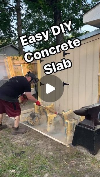 Christopher Powell on Instagram: "This dry pour concrete slab was so easy that anyone can do it  #concrete #concreteconstruction #concretelife #cement #cementdesign #diy #doityourself #diyprojects #concretedesign #concretefloor #slab #construction #constructionlife #contractor #contractorlife #build #builder #worksmarternotharder #worksmart #lifehack #lifehacks #easydiy #home #weekendproject #garden #outdoors #homeimprovement" Easy Diy Concrete Patio, Pouring Concrete Steps, Cement Slabs Ideas, Cinderblock Ideas Backyards, Quickcrete Walkway, Diy Concrete Porch, How To Pour Concrete Slab, Dry Pour Concrete Slab, Cement Ideas Diy Projects