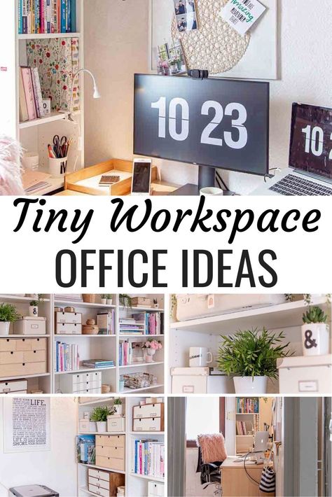 Organize Small Office Space, Maximize Office Space At Home, Organizing Ideas For Desk Study, Shelves For Small Office, Office Solutions For Small Spaces, Small Office Spaces At Home, Home Office Setup Ideas Layout Small Spaces, Small Office Furniture Layout, Small Home Office Library Ideas