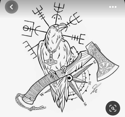 Viking Drawings, Rabe Tattoo, Viking Warrior Tattoos, Scandinavian Tattoo, Arte Viking, Viking Tattoo Symbol, Viking Tattoo Sleeve, History Tattoos, Rune Tattoo