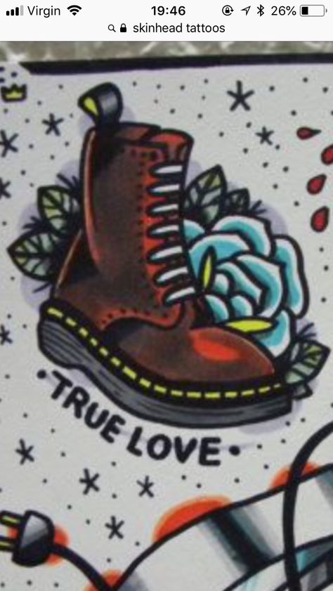 Doc Marten Tattoo, Traditional Boot Tattoo, Doc Martens Drawing, Doc Martens Illustration, Dr Martens Tattoo, American Traditional Frankenstein Tattoo, Traditional Biker Tattoo Flash, Skinhead Tattoos, Skinhead Style