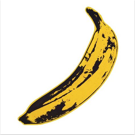 Andy Warhol - banana. Andy Warhol painted a banana using bright and bold colours as pop art to dismiss the traditional use of watercolors. The Velvet Underground, The Velvet, Andy Warhol, White Background, Pop Art, Velvet, Yellow, White, Black