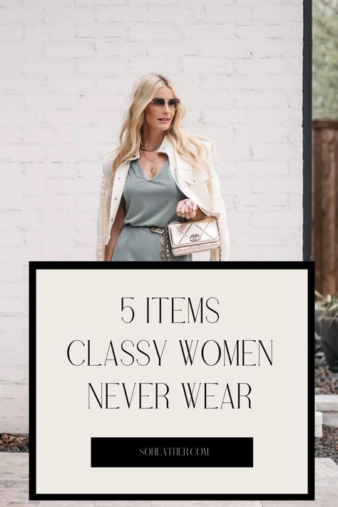 Are you looking for tips on how to dress like a classy woman? For 5 amazing tips on how to look and feel classy + 5 items classy women never wear along with the items they DO wear, visit my blog. What Elegant Women Wear, Classy Edge Style Outfit, What To Wear To A Luncheon Classy, How To Dress Chic Classy, Smart Casual Party Outfit Women Classy, Dramatic Elegant Style, Dress Rich Classy, Womens Dresses Classy Simple, Rich And Classy Outfits