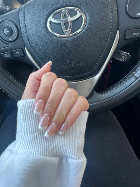 White French Glazed Nails, Coffin Pearl French Tip, French Tip With Chrome On Top, Glazed Chrome French Nails, Hailey Bieber Nails Chrome French Tip, Chrome Base French Tip Nails, White French Tip Nails Glazed, French Tips Glazed, White Shiny French Tip Nails