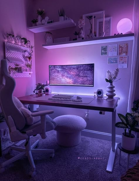 Pc Setup Ideas, Games Room Inspiration, Gaming Setup Ideas, Gaming Desk Setup, Gaming Room Ideas, Dream Setup, Gamer Setup, Setup Gaming, Setup Gamer