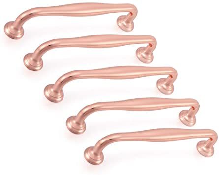 Fulgente Rose Gold Cabinet Handles - 5“ / 128mm Drawer Pulls Solid Metal Plating Round Kitchen Bedroom Bathroom Hardware for Wardrobe Closet Dresser Bar Cupboard - - Amazon.com Bedroom Hardware, Bar Cupboard, Dresser Bar, Closet Dresser, Gold Cabinet Handles, Bedroom Cabinet, Dresser In Closet, Gold Cabinet, Round Kitchen