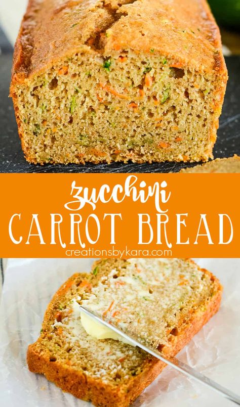 Love baking? This zucchini carrot bread recipe will become your new favorite. With its moist texture and fall flavors, it's a delightful treat for any occasion. Try it now! #carrotzucchinibread #zucchinibread @Creations by Kara Zucchini Bread With Carrots, Carrot And Zucchini Bread, Zucchini Carrot Bread, Zucchini And Carrot Bread Recipes, Easy Zuchinni Bread, Carrot Zucchini Bread, Carrot Bread Recipe, Carrot Bread, Betty Crocker Recipes