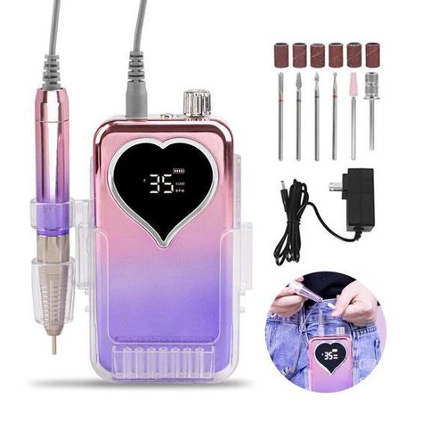 Pro 35000rpm Rechargeable Electric Nail Drill Machine Portable Manicure Pedicure Nail Polish Gift Set, Nail Polish Holder, Summer Pedicure, Pedicure Colors, Electric Nail Drill, Professional Manicure, Nail Drills, Latest Nail Trends, Drill Machine