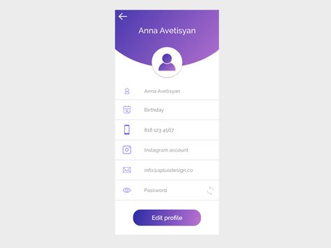 Mobile App Profile Page, User Profile Ui Design Mobile App, Profile Page Ui Mobile, Profile Page Ui, Profile Design Ideas, Profile Page Design, App Design Profile, Profile App, To Do App