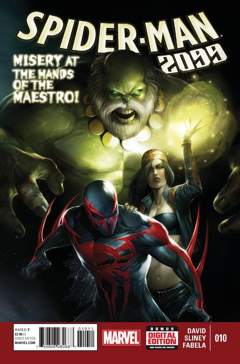 SPIDER-MAN 2099 #10 Creators Writer: Peter David Artist: Francesco Mattina Cover artist: Francesco Mattina Publication date: March 11, 2015 Format: FC, 32 Marvel 2099, Spiderman 2099, Spider Man 2099, Hulk Avengers, Univers Marvel, Marvel Vs Dc, Dr Strange, Marvel Comics Art, Ms Marvel