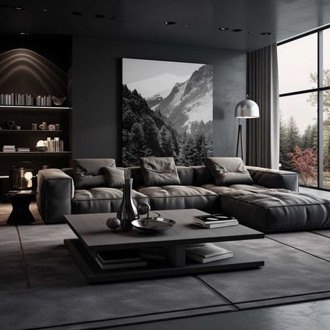 5+ Dark Living Room Ideas for a Luxurious and Intimate Setting • 333+ Images • [ArtFacade] Dark Living Room Ideas, Dark Interior Design, Moody Living Room, Dark Living Rooms, Room Ambiance, Design Room, Dark Interiors, Living Room Grey, Minimalist Living