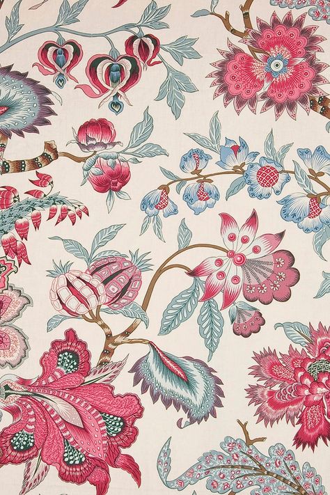 Jacobean Floral Pattern, Fabric Designs Pattern, Indian Chintz Prints, Indian Fabric Patterns, Indian Print Wallpaper, Traditional Wallpaper Indian, Indian Patterns Textiles, Floral Prints Pattern Textile Design, Fabric Prints Design Textiles