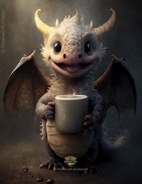 Coffee Dragon, Haunted Dollhouse, Dragon Pictures, Dragon Artwork, Cute Dragons, Baby Dragon, Mystical Creatures, Dragon Art, Free Stickers