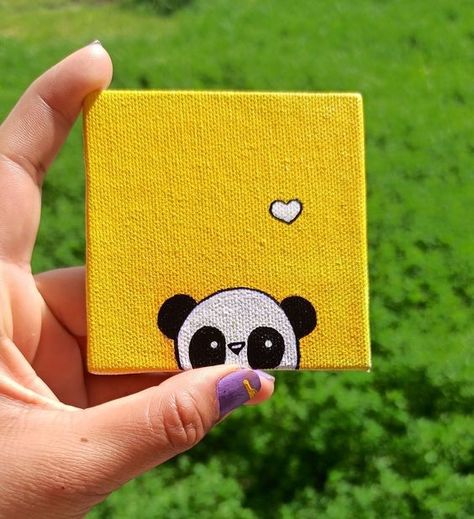 Cute panda mini canvas painting Mini Tela, Mini Toile, Canvas Drawing, Small Canvas Paintings, Simple Canvas Paintings, Cute Canvas Paintings, Easy Canvas Art, Canvas Drawings, Abstract Art Painting Diy