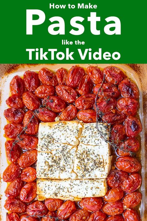 Pinterest image: photo of an TikTok Pasta with caption reading "How to Make Pasta Like the TikTok Recipe" Tik Tok Famous Baked Feta Pasta, Til Tok Pasta Feta, Tok Tok Pasta, Pasta Tiktok Recipes, Tik Tok Viral Pasta, Tick Tock Pasta Recipe, Tik Tok Feta Pasta Recipes, Tictoc Pasta, Tim Tok Pasta Feta