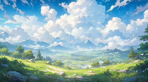 Croquis, Mountain Anime Wallpaper, Landscape Sky Aesthetic, Anime Mountain Background, Anime Scenery Wallpaper Landscapes, Anime Scenery Landscape, Landscape Cover Photo, Art Background Landscape, Anime Backgrounds Landscape