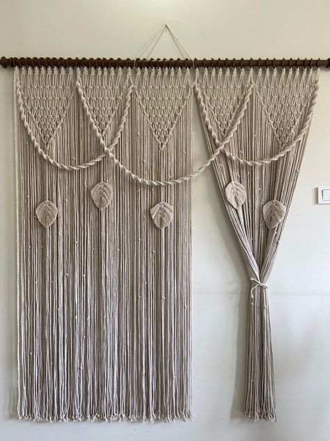 Macrame Door Hanging, Macrame Materials, Macrame Window Curtain, Curtain For Window, Macrame Curtains, Macrame Door, Macrame Door Curtain, Simpul Makrame, Unique Macrame