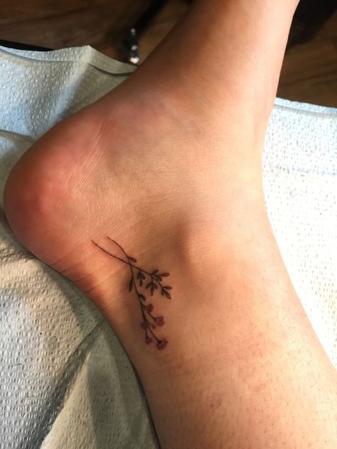 Small Tattoos Dainty, Grow Where You Are Planted Tattoo, Plant Tattoo Ankle, Ankle Tattoo Inside, Quaint Tattoos, Ankle Plant Tattoo, Dainty Plant Tattoo, Ankle Tattoo Small Meaningful, Wildflower Ankle Tattoo