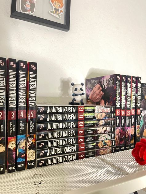 manga | jjk | panda | books | aesthetic | Jjk Manga Collection, Manga Collection Room Aesthetic, Manga Organization, Otaku Room Aesthetic, Wishlist Idea, Manga Shelf, Diecast Cars Display, Jjk Manga, Vision 2024