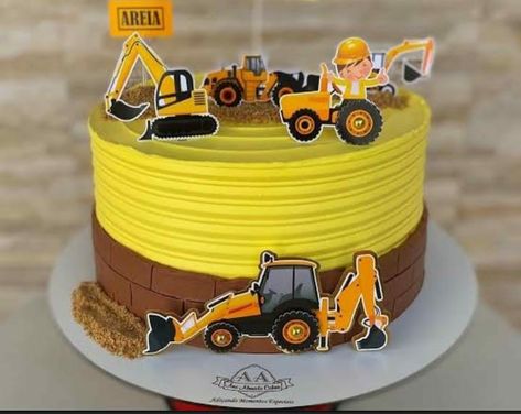 Jcb Theme Cake, Jcb Cake, Kids Construction Cake, Bulldozer Cake, Construction Birthday Party Cakes, Bob The Builder Cake, Construction Theme Cake, Excavator Cake, Digger Cake